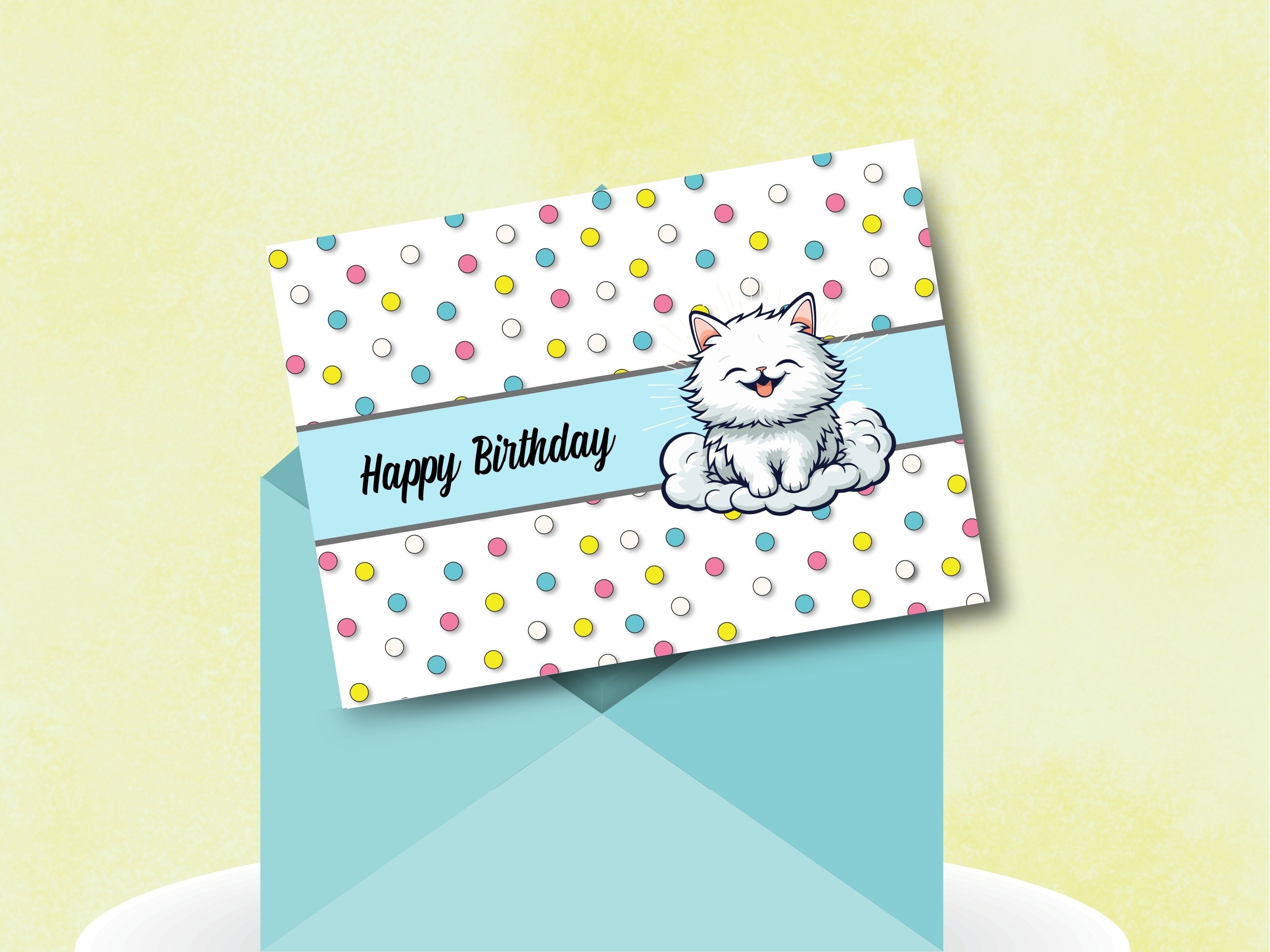 Printable Kitten Birthday Card, Happy Birthday Card, Cat Lover Birthday ...