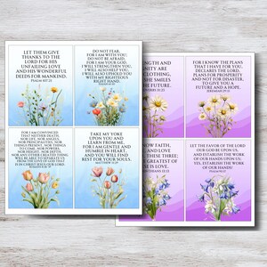 Tarjetas con versículos bíblicos florales, 8 tarjetas imprimibles, tarjetas de memoria, versículos bíblicos para mujeres, tarjetas cristianas, tarjetas con temática de primavera (PDF)