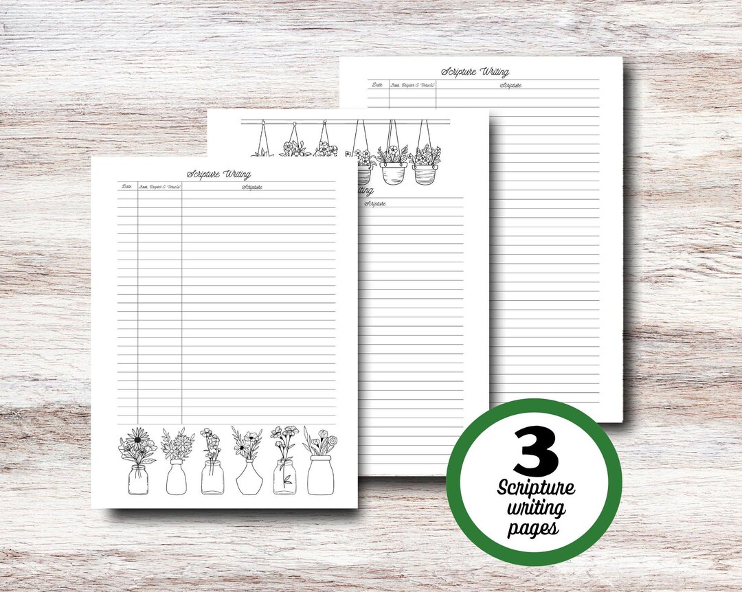 Printable Scripture Writing Pages, Bible Verse Writing Page Flowers ...