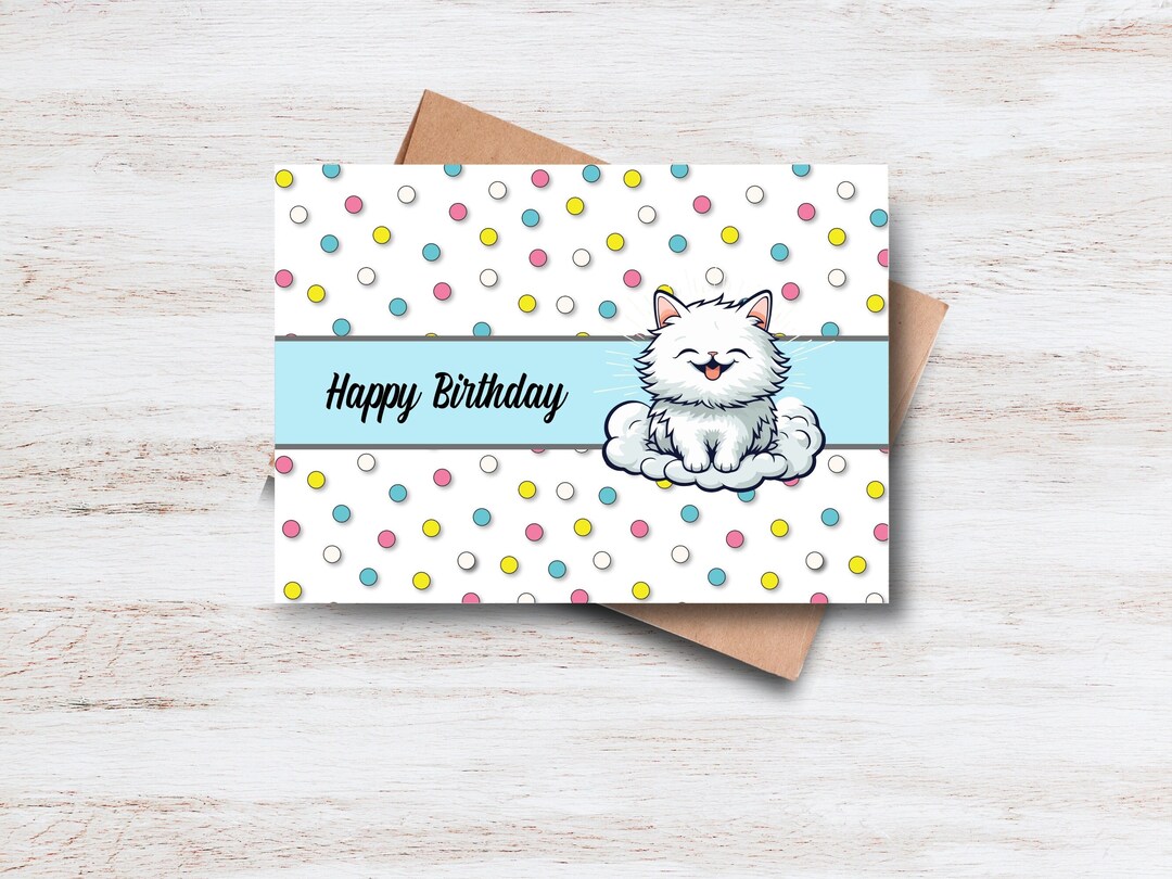 Printable Kitten Birthday Card, Happy Birthday Card, Cat Lover Birthday ...