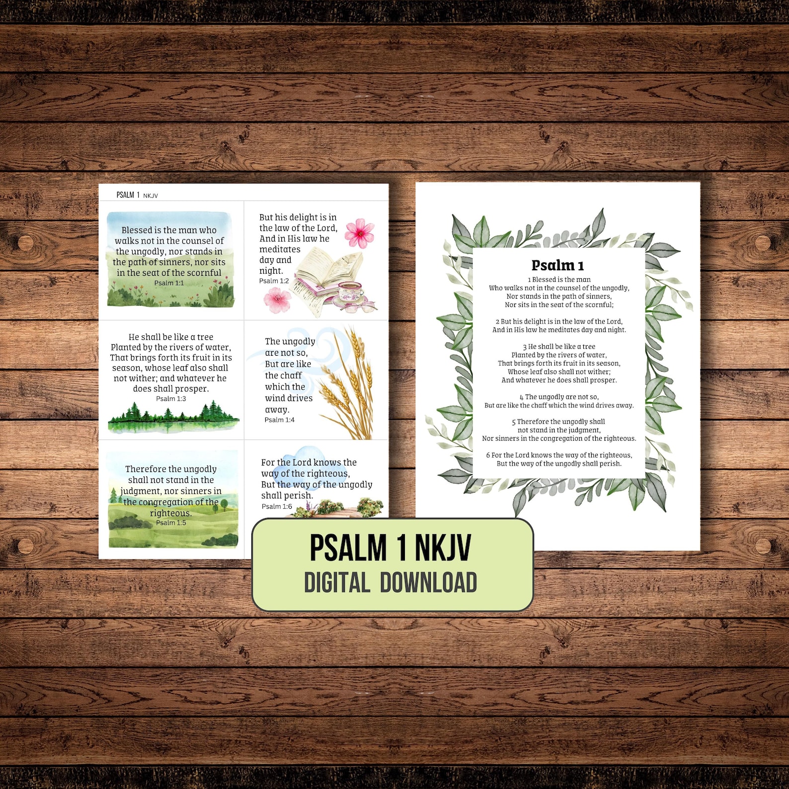 Printable Psalm 1 NKJV Scripture Cards & Full Text, Psalm Bible Verse ...