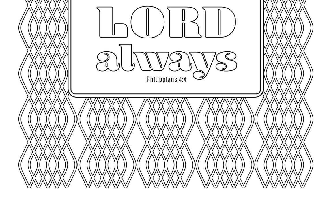 Bible verse coloring page Rejoice in the Lord | Etsy