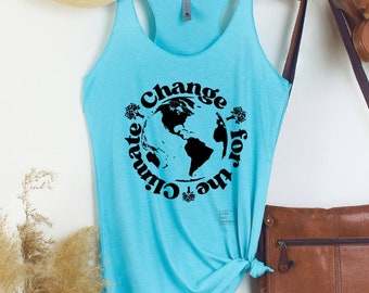 Change for the Climate Women's Tri-Blend Racerback Tank l climate change l save the earth l global warming l earth day shirt