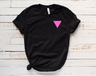 Triangolo Rosa Unisex Jersey Manica Corta T-shirt LGBT transgender trans donne gay pride diritti