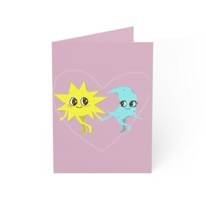 Leuke wenskaarten, Sun & Moon Friends-kaarten, grappig briefpapier voor verjaardagen, bedankt, babyshowers, milieuvriendelijk