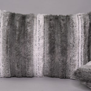 LIFEREVO 2 Pack Grey Shaggy Plush Faux Fur Throw Pillow Covers,Fuzzy Decorative  Pillow Case,Luxury Square Soft Cushion Case for Sofa Bedroom Car(Gray,18x18)  