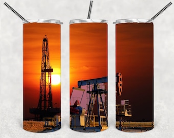 Oilfield Oiler,20oz Skinny Tumbler Design,pumpjack, roughneck,Template Straight Tumbler Wraps,PNG Digital,Instant Download File
