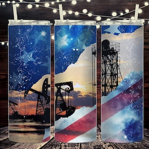 Oilfield American Flag 20oz Tumbler Design (PNG Digital Download)