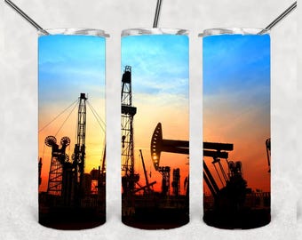 Oilfield Oiler,20oz Skinny Tumbler Design,pumpjack, roughneck,Template Straight Tumbler Wraps,PNG Digital,Instant Download File