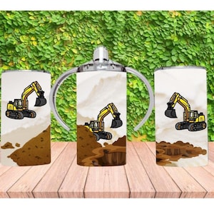 Excavator Sippy Cup Design: Kids Tumbler PNG (Digital Download)