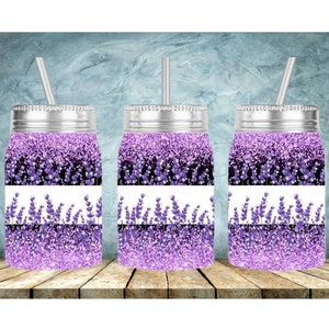 Holo Lavender with and without MOM split monogram,17 oz Mason Jar Tumbler,Sublimation Design Template,Digital Instant Download PNG