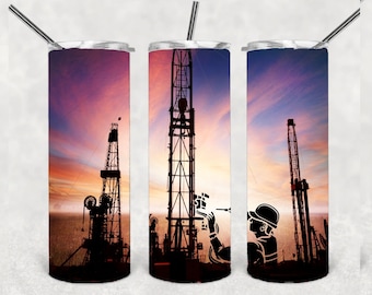 olejarz na polu naftowym,inżynier technik,20oz Skinny Tumbler Design,pompownik,szorstki,szablonowe proste opakowania na kubeczki,PNG Digital