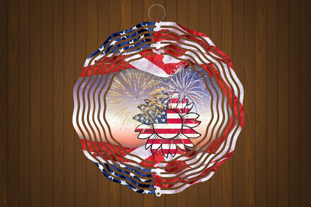 Patriotic Wind Spinner,red White Blue Decor,usathemed Spinning