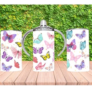 Butterfly Sippy Cup Design: 12 Oz Kids Tumbler PNG (Digital Download)
