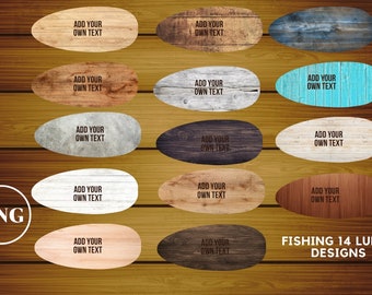 wood Fishing Lure Designs/Add Your Own Text/Fathers Day Lure Gift Sublimation Template/Bundle Digital Download PNG