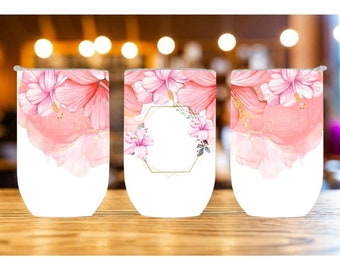 Madre floreale, design a sublimazione del bicchiere del vino dritto, download istantaneo digitale PNG