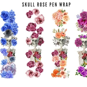 skull rose pen wrap template Halloween,Sublimation Pen Wraps Waterslide, Epoxy Pen Wraps,Ink Joy Wraps PNG File Digital Download
