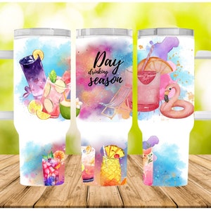 40oz Tumbler Wrap: Day Drinking Season, Seamless PNG (Digital Download)