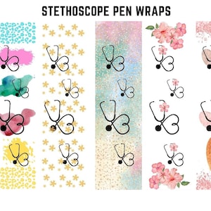 Stethoscope Pen Wraps,Sublimation Pen Wraps Waterslide, Epoxy Pen Wraps,Ink Joy Wraps PNG File Digital Download