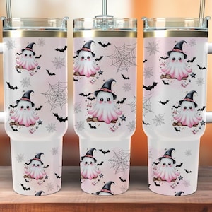 Cute ghost 40oz tumbler wrap – Sublimation Seamless PNG Design