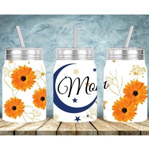 Sunflowers Butterfly Mom ,17 oz Mason Jar Tumbler,Sublimation Design Template,, Digital Instant Download PNG