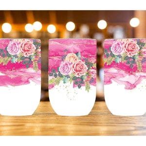 Wine tumbler with flowers png,Straight Wine Tumbler Sublimation Design,Digital Instant Download PNG