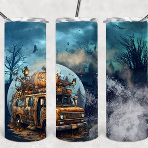 20 oz Skinny Pumpkin Halloween Truck,Halloween 20oz Skinny Tumbler Wraps Templates