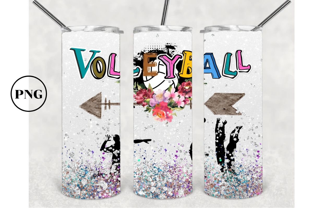 Glitter Volleyball Tumbler20oz Skinny Tumbler Sublimation Etsy
