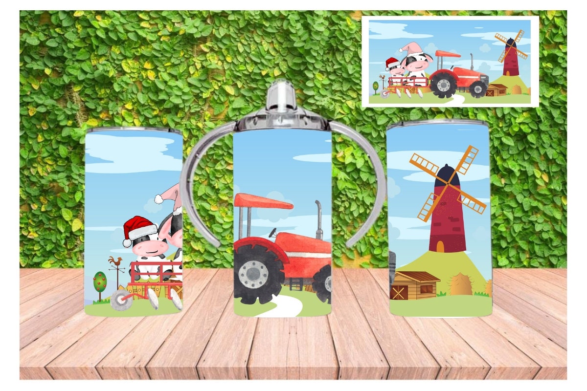 12-oz-baby-sippy-cupred-tractor-farm-straight-sippy-cup-etsy