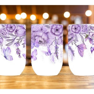 Butterfly floral wine sublimation digital download for tumbler design