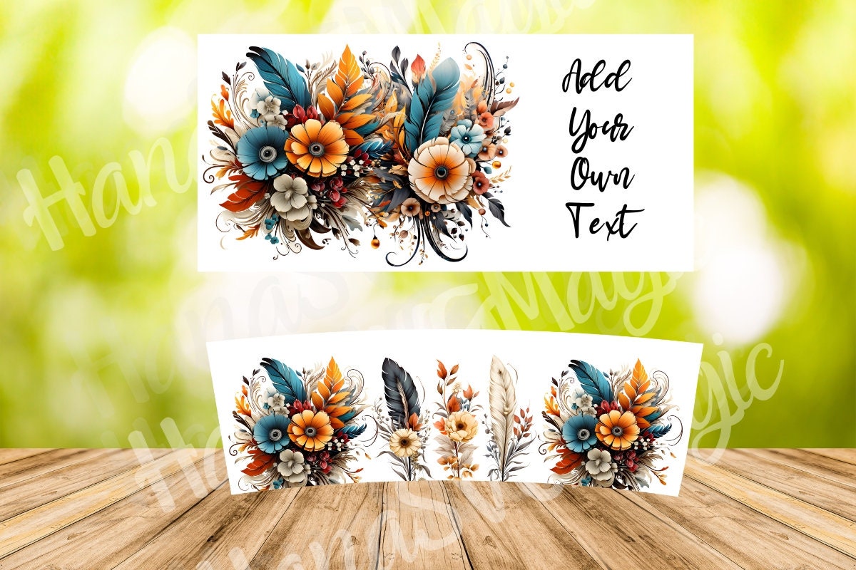 Boho Floral 40 Oz Tumbler Sublimation/add Your Own Text/digital PNG ...