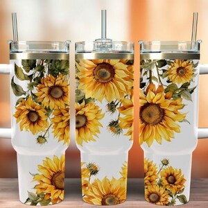 40oz Quencher Tumbler Wrap Sunflowers,40oz Tumbler Wrap Sublimation,Seamless PNG Tumbler Design