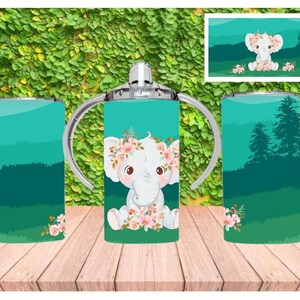 Elephant Baby Sippy Cup Sublimation Design (Digital Download)