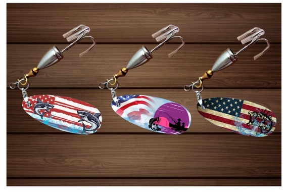 American Flag Fishing Lure Designs/add Your Own Text/fathers Day
