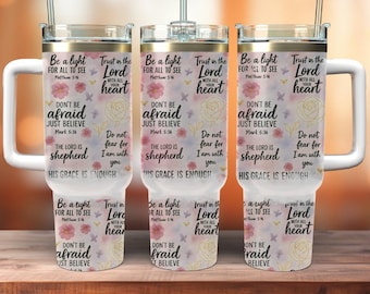 Christian Affirmation Tumbler Wrap: Bible Verse Sublimation Design (Digital Download PNG 40oz Quencher Tumbler
