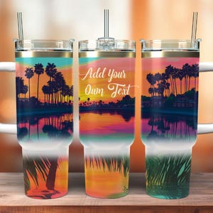 Tumbler Wrap da 40 once Quencher, tramonto tropicale, Tumbler Wrap da 40 once Sublimazione, Design Tumbler PNG senza soluzione di continuità