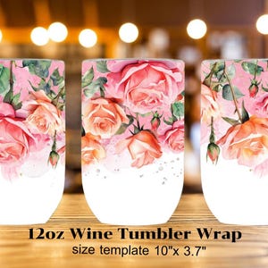 pink roses Straight Wine Tumbler Sublimation Design,Digital Instant Download PNG