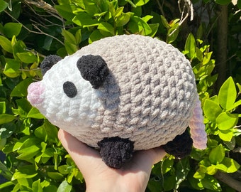Crochet Opossum Plush, Handmade Stuffed Animal, Cute Goblincore Amigurumi, Gift for Opossum Lovers, Adorable Plushie for Teens and Adults
