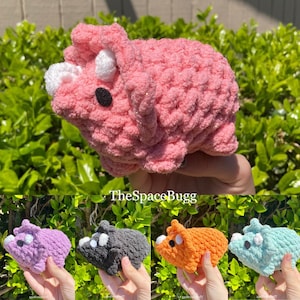 Crochet Triceratops Plush, Handmade Stuffed Animal, Cute Dino Amigurumi, Gift for Dinosaur Lovers, Adorable Plushie for Kids, Nursery Decor