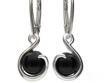 Chic White Genuine pearls&Black Natural Onyx Silver Earrings AU SELLER 030620 Chic White Genuine pearls&Black Natural Onyx Silver Earrings AU SELLER 030620