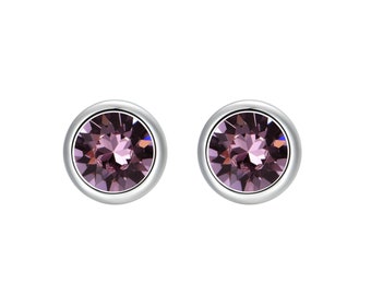 Gemstone Details about Amethyst Stud Earrings Oval Solid 9 Carat Yellow Gold Fan