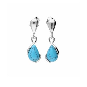 Earrings Silver and Turquoise Raindrop
