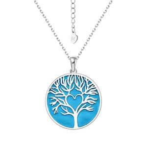 Pendant Necklace Silver and Enamel Tree of Life