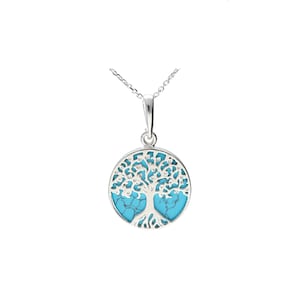 Pendant Necklace Silver and Turquoise Tree of Life X-Small