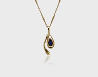 Blue Sapphire Dainty Gold Necklace