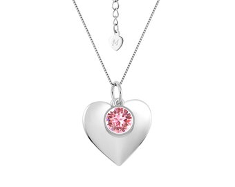 Ketting oktober geboortesteen roos SWAROVSKI met hart