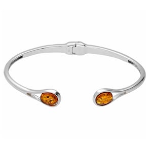 Bangle Sterling zilver en Baltische barnsteen - twee druppels