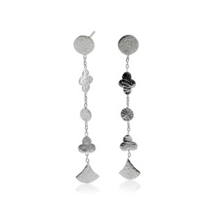 Sterling Silver Contemporary Drop Earrings with Hammered Texture