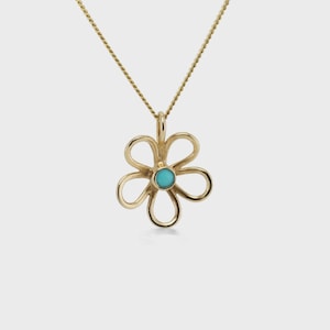 Gold Vermeil Flower Pendant with Turquoise