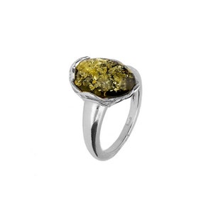 Products MILENA Elegant Silver Ring Oval Amber